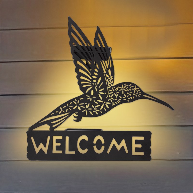 sm24901 pp plastic elegant hummingbird animal solar wall light