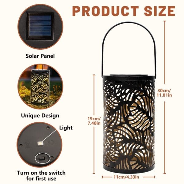 Hollow Leaf Cylindrical Solar Hanging Light - Image 4