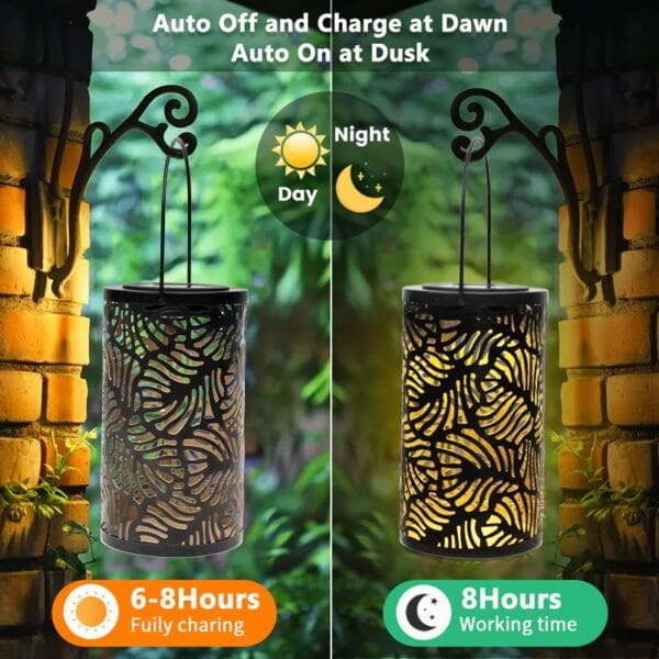 Hollow Leaf Cylindrical Solar Hanging Light - Image 5