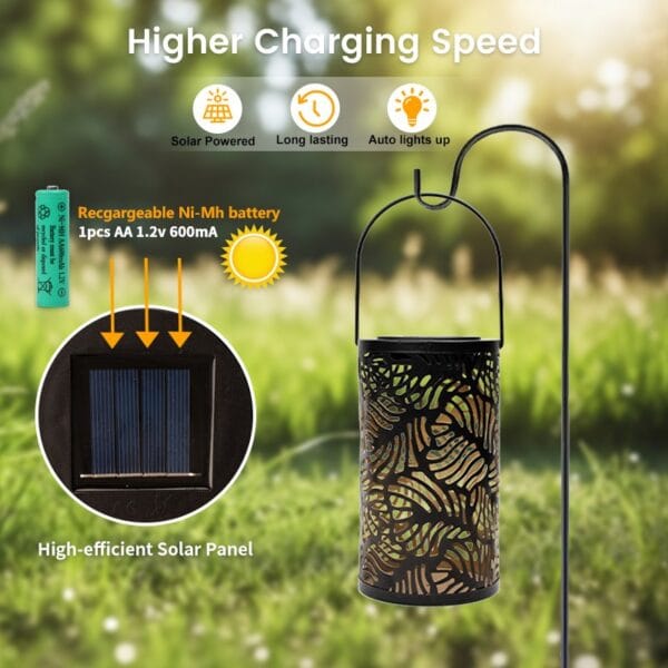 Hollow Leaf Cylindrical Solar Hanging Light - Image 6