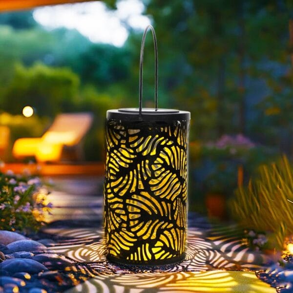 Hollow Leaf Cylindrical Solar Hanging Light - Image 8