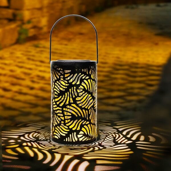 Hollow Leaf Cylindrical Solar Hanging Light - Image 9