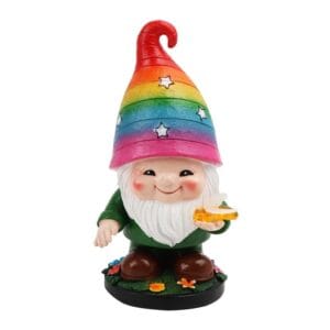 SM24949A Solar Rainbow Hat Garden Gnome Statue