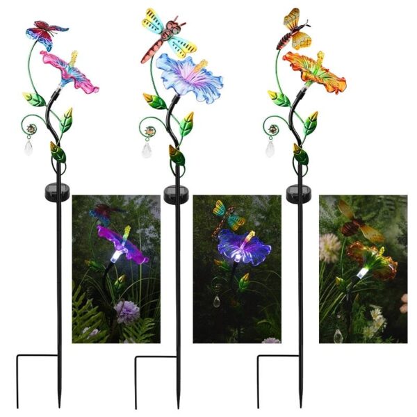 Floral Solar Stake Light with Butterfly Accents & Multi-Color Blossoms - Image 8