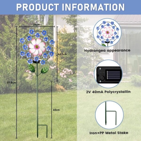 Floral Solar Stake Light with Pink-Blue Blossom - Image 7