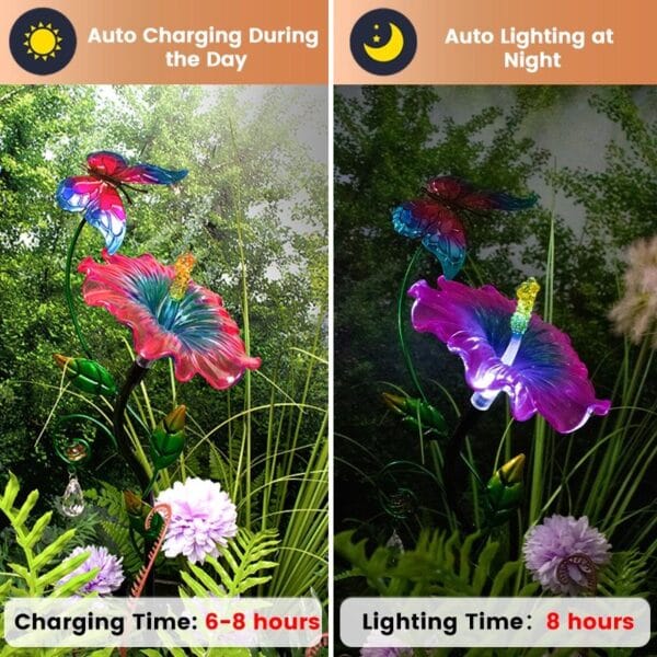 Floral Solar Stake Light with Butterfly Accents & Multi-Color Blossoms - Image 6