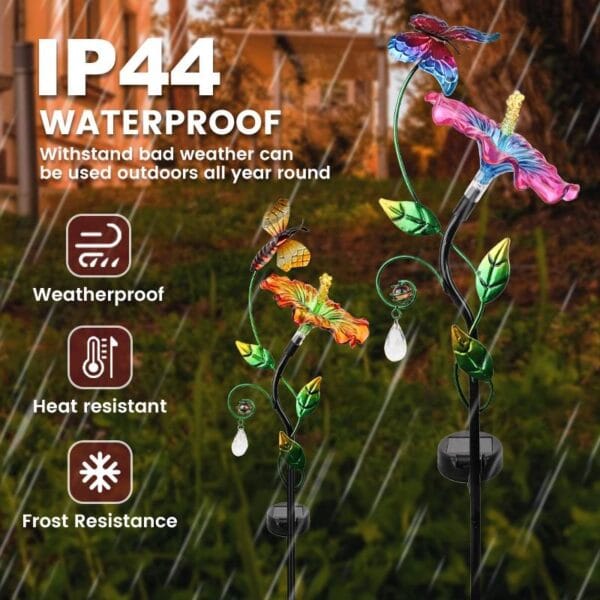 Floral Solar Stake Light with Butterfly Accents & Multi-Color Blossoms - Image 4