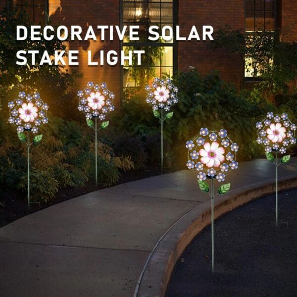 Floral Solar Stake Light with Pink-Blue Blossom - Image 3