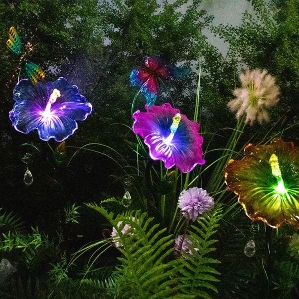 Floral Solar Stake Light with Butterfly Accents & Multi-Color Blossoms - Image 3