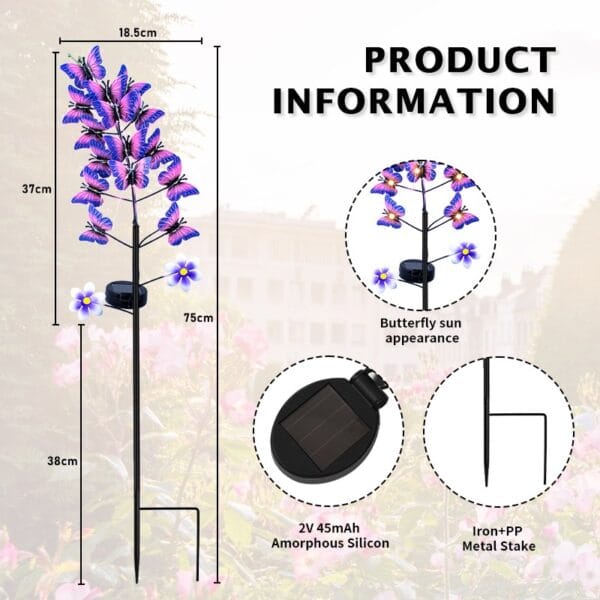 15LED Butterfly Solar Stake Light - Image 7