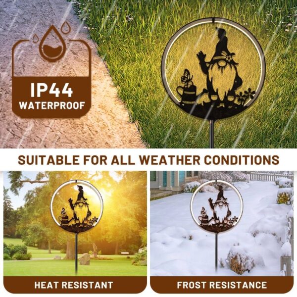 Black Gnome Solar Garden Light - Hat-Tipping Figure with Butterfly - Image 4