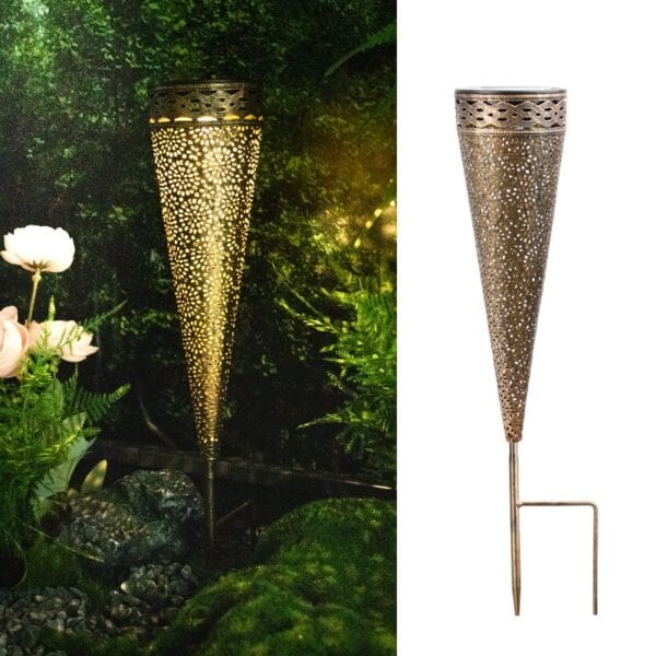 Pyramid Solar Stake Light with Geometric Cutouts - Image 4