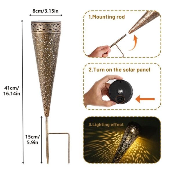 Pyramid Solar Stake Light with Geometric Cutouts - Image 5