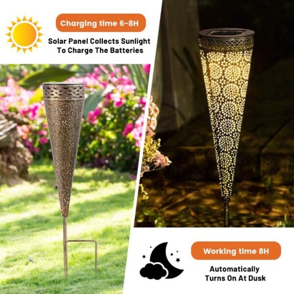 Pyramid Solar Stake Light with Geometric Cutouts - Image 8