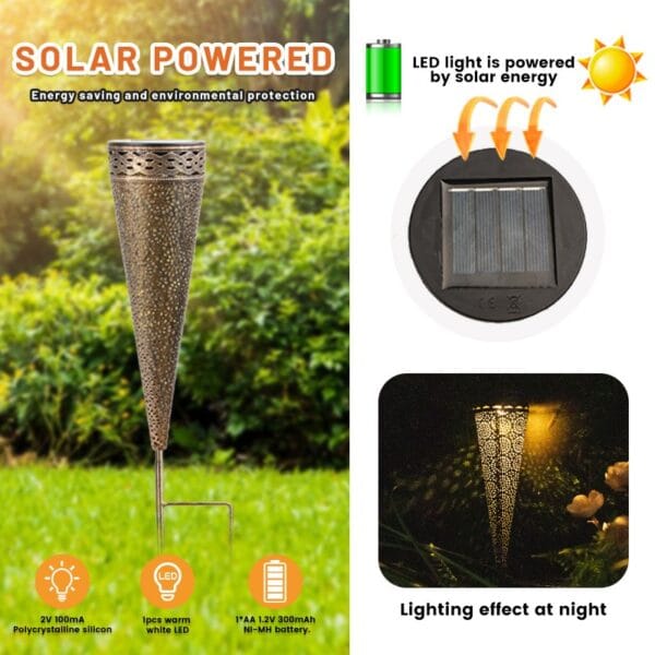 Pyramid Solar Stake Light with Geometric Cutouts - Image 7