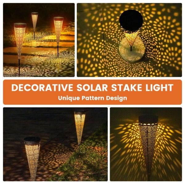 Pyramid Solar Stake Light with Geometric Cutouts - Image 3