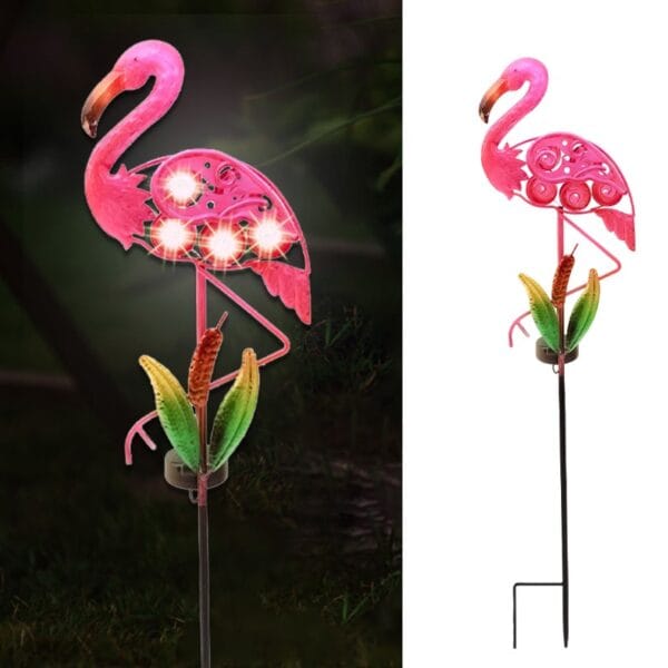 Solar Metal Flamingo Stake Light - Image 6