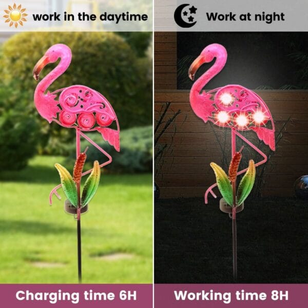 Solar Metal Flamingo Stake Light - Image 8