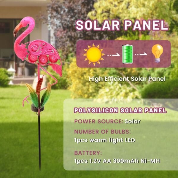 Solar Metal Flamingo Stake Light - Image 5