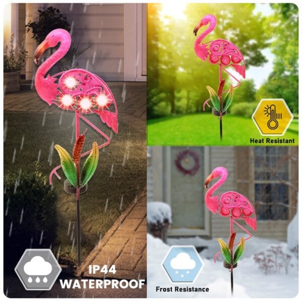 Solar Metal Flamingo Stake Light - Image 4