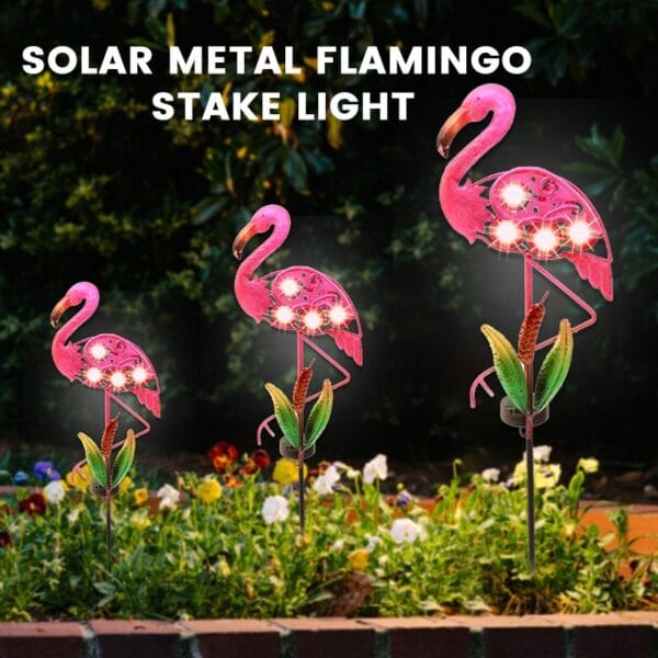 Solar Metal Flamingo Stake Light - Image 3