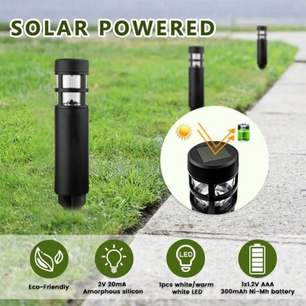 Pack of 2 Solar Pillar Stake Lights - Image 7
