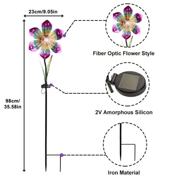 Fiber Optic Flower Solar Stake Light - Image 7