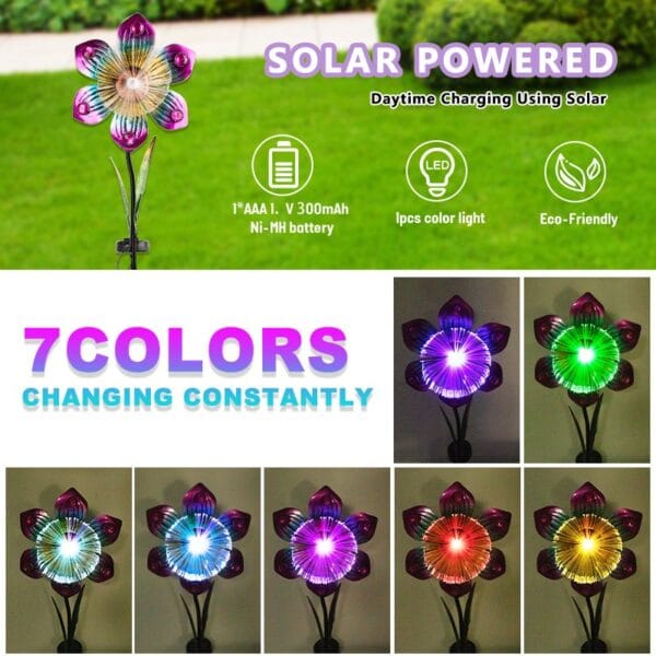 Fiber Optic Flower Solar Stake Light - Image 5
