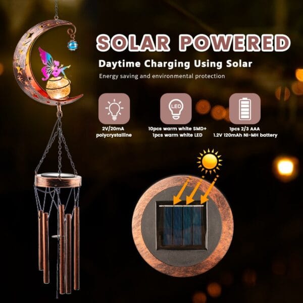 Moon Fairy Wind Chimes Hanging Solar Light - Image 5