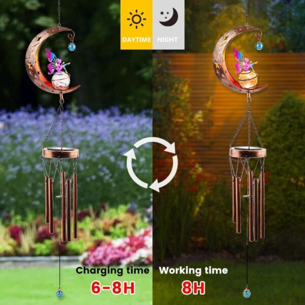 Moon Fairy Wind Chimes Hanging Solar Light - Image 8