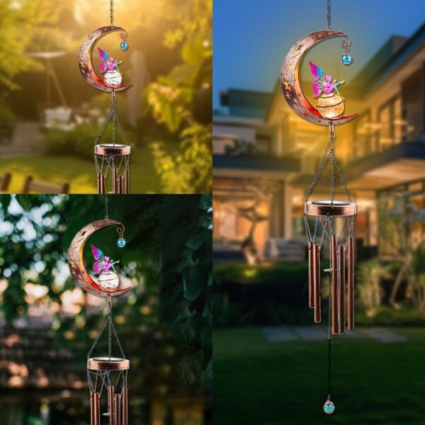 Moon Fairy Wind Chimes Hanging Solar Light - Image 3