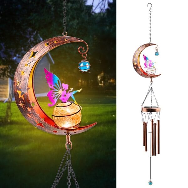 Moon Fairy Wind Chimes Hanging Solar Light - Image 6