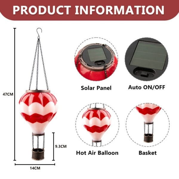 Hot Air Balloon Solar Hanging Lantern - Image 5