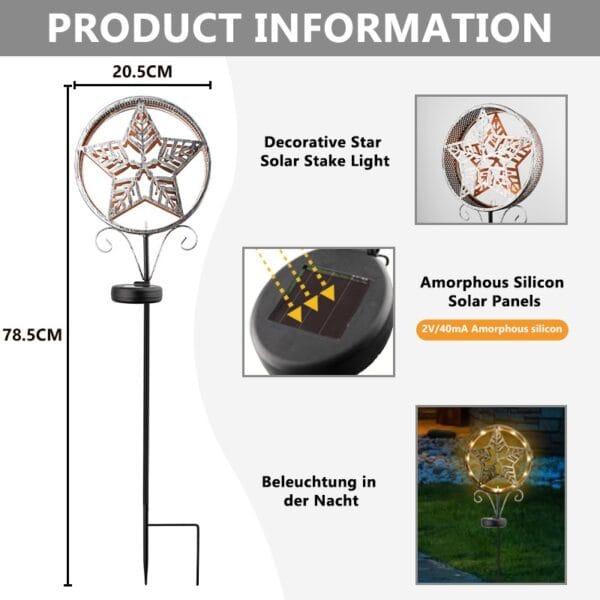 Decorative Star Solar Stake Light - Image 6