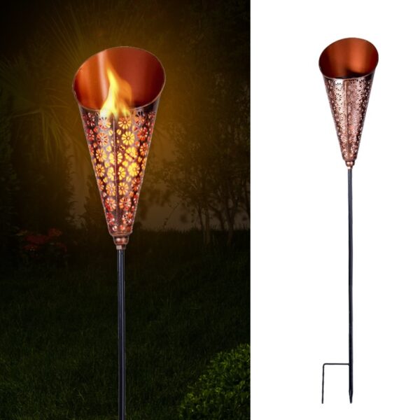 Conical Solar Torch Stake Light with Black Pole - Image 4