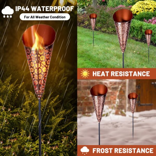 Conical Solar Torch Stake Light with Black Pole - Image 8