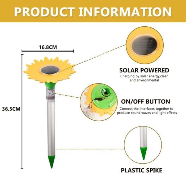 Sunflower Design Solar Mole Snake Repeller - Image 8