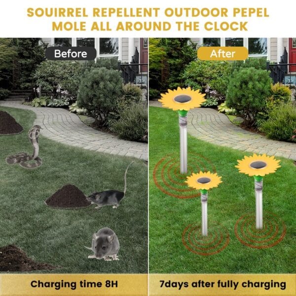 Sunflower Design Solar Mole Snake Repeller - Image 3
