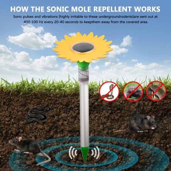 Sunflower Design Solar Mole Snake Repeller - Image 4