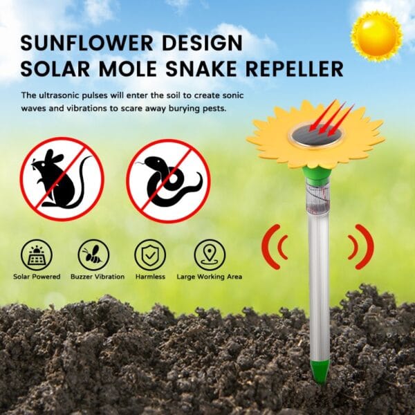 SM23928 Sunflower Design Solar Mole Snake Repeller (6)