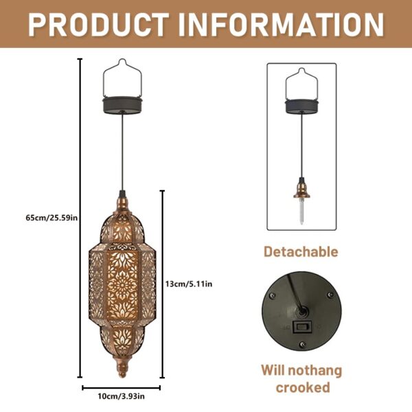 Moroccan Hanging Solar Lantern - Image 5