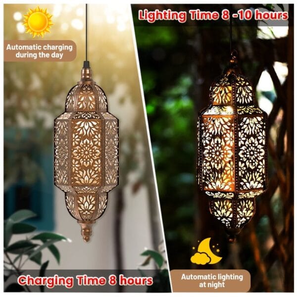 Moroccan Hanging Solar Lantern - Image 6