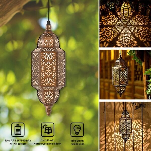 Moroccan Hanging Solar Lantern - Image 8