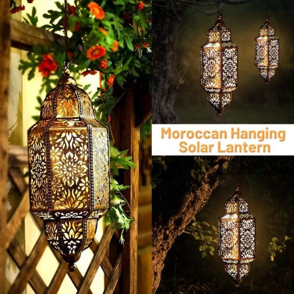 Moroccan Hanging Solar Lantern - Image 3