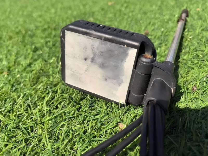 Solar garden light with a dusty solar panel
