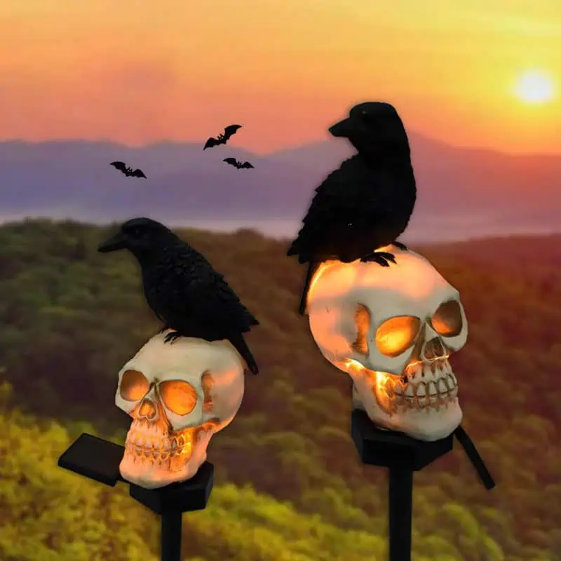 SM24193 Halloween Crow Skull Solar Light
