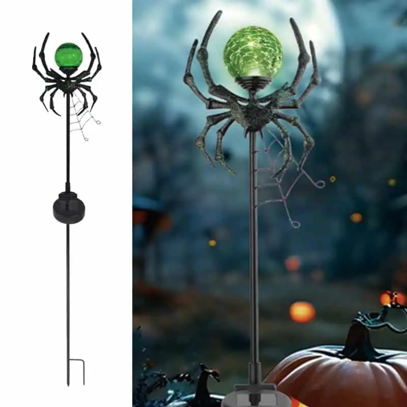 SM24458 Halloween Solar Spider Stake Light with Glass Ball