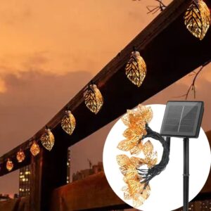 SM231029 20 LED Solar-Lichterkette aus Metall in Blattform, Eisen,