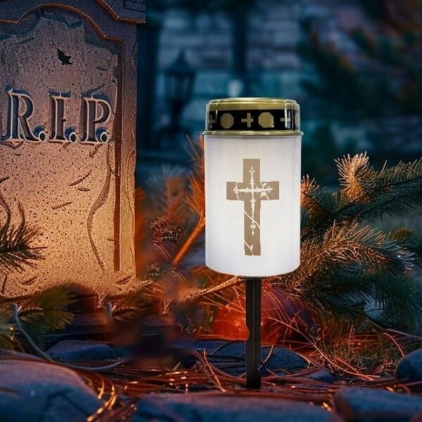 gothic cross solar lights memorial lantern (pack of 6)