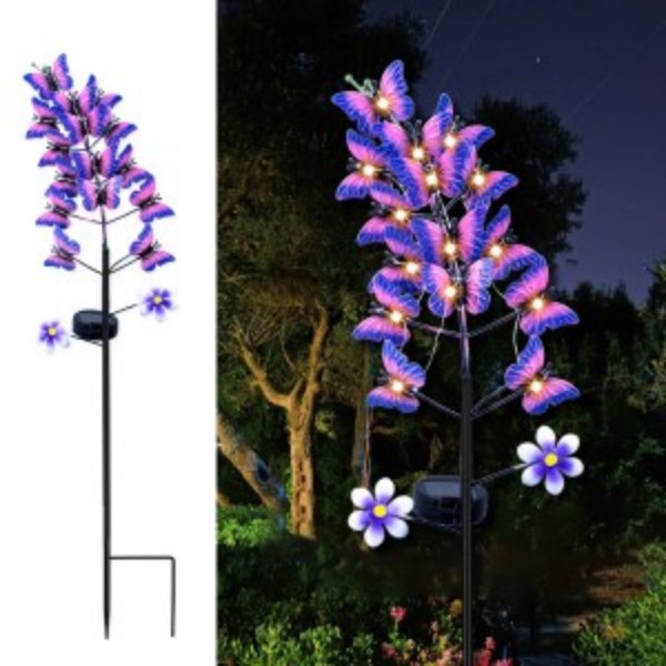 15led Tall stake-mounted butterfly branch solar garden light